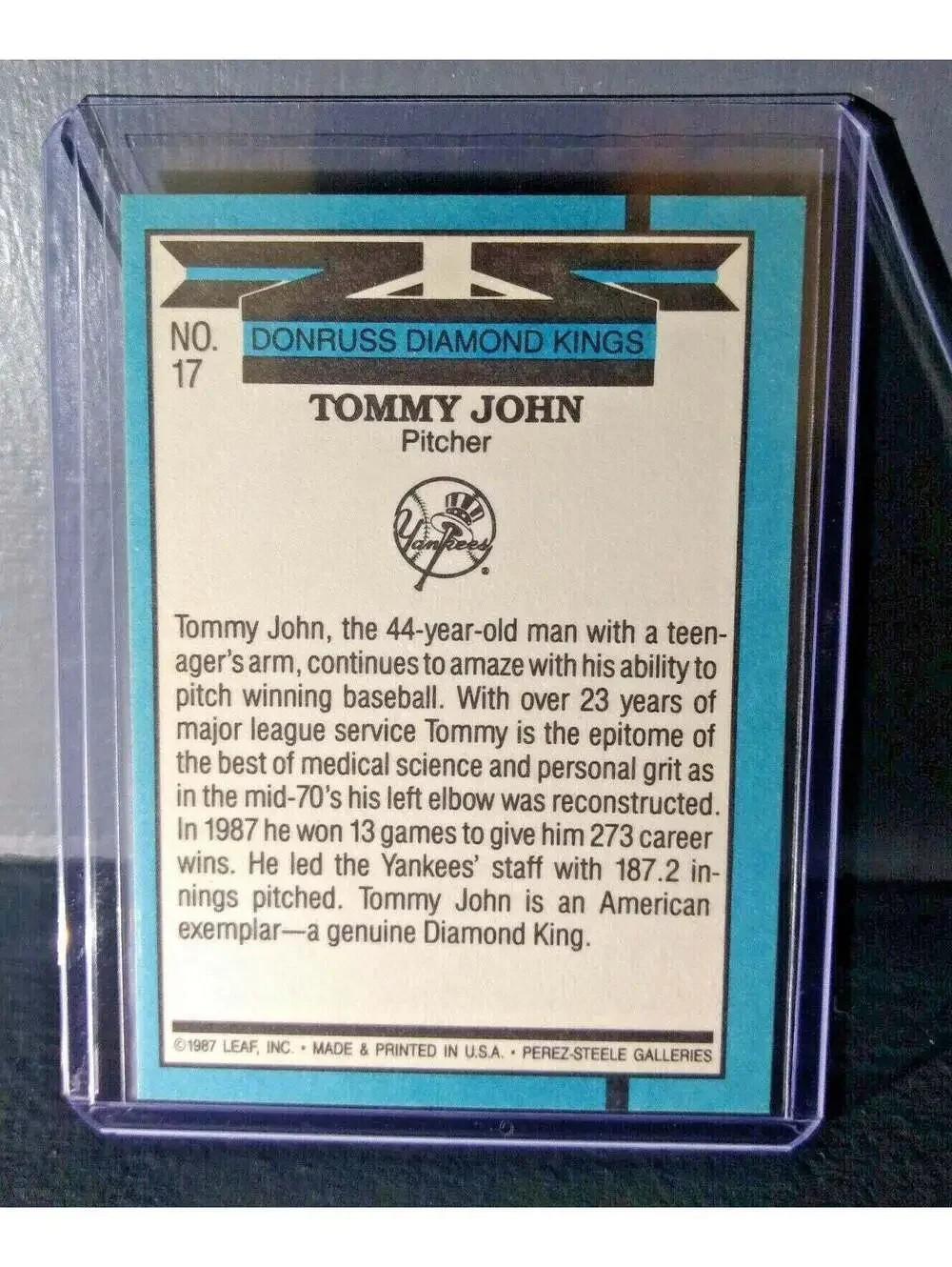 1988 Tommy John Donruss Diamond Kings #17 Baseball Card